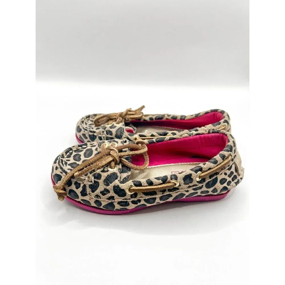 Sperry Top Sider Leopard Print Pink Audrey Loafer Size 8.5